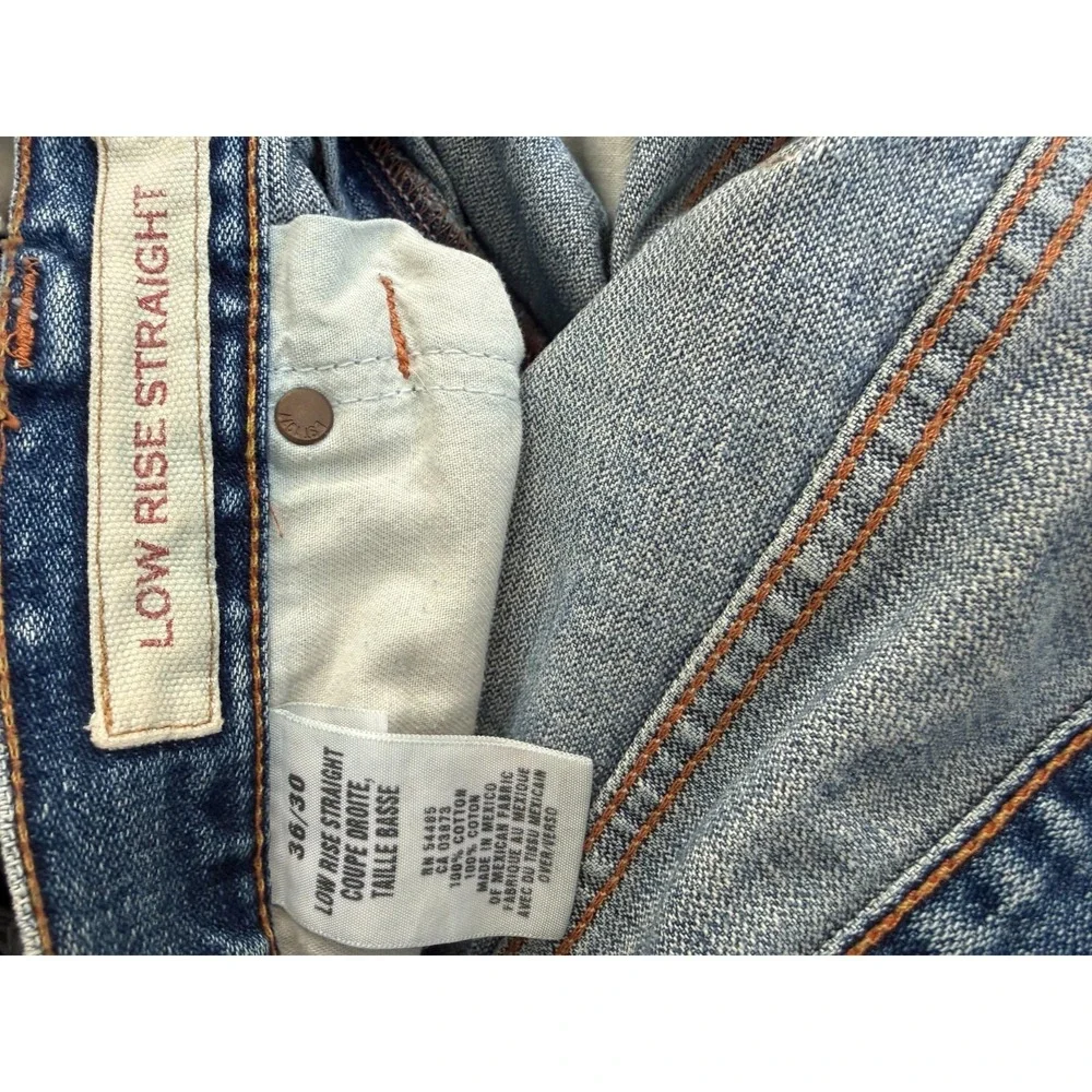 American Eagle Outfitters Men's 34x30 Blue‎ Distressed Straight Leg Denim Jeans